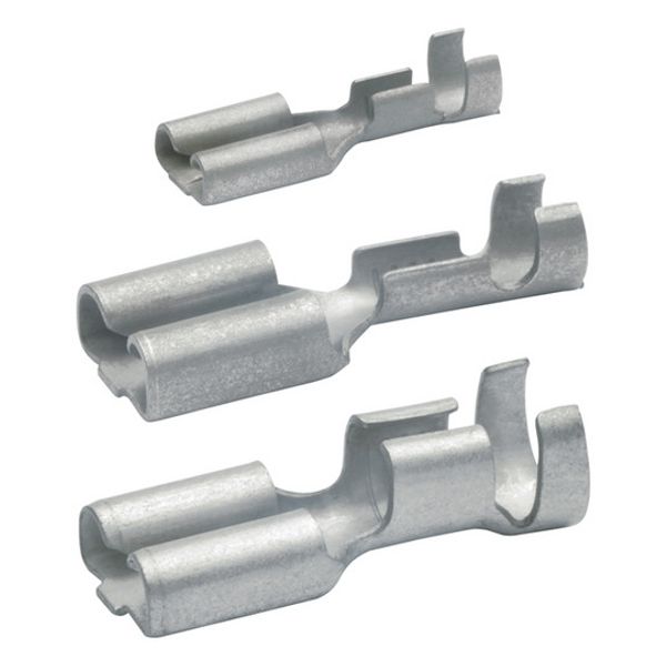 Uninsulated flat plug sleeve, 6.3 x 0.8 mm, 1.5 to 2.5 mm², AWG 16 to 14, brass, tin-plated, 1730 image 1
