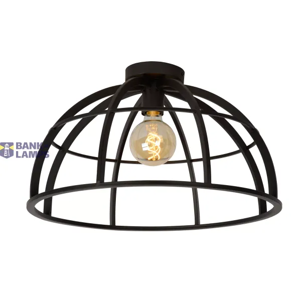 Lucide DIKRA - Flush ceiling light - 1xE27 - Black image 1