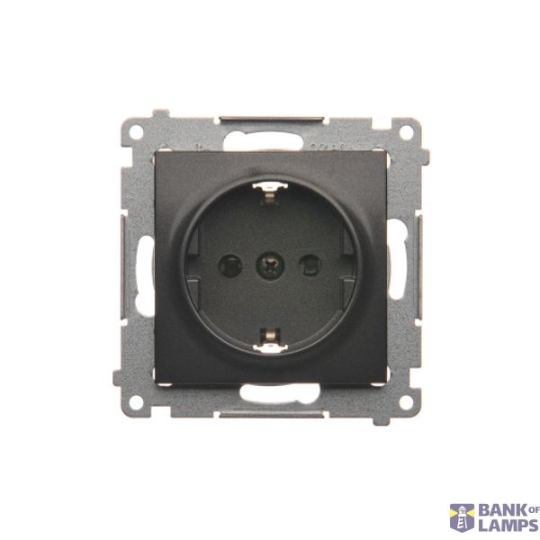 Single socket outlet with Schuko earthing, with shutters, (module), 16A, 250V, quick connection, anthracite, metalic image 1