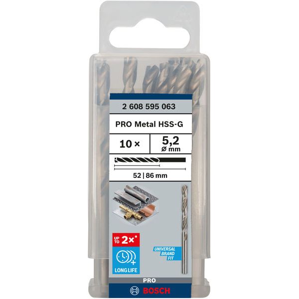 Metal drill bits HSS-G, DIN 338 5,2 x 52 x 86 mm 10 pcs. image 1