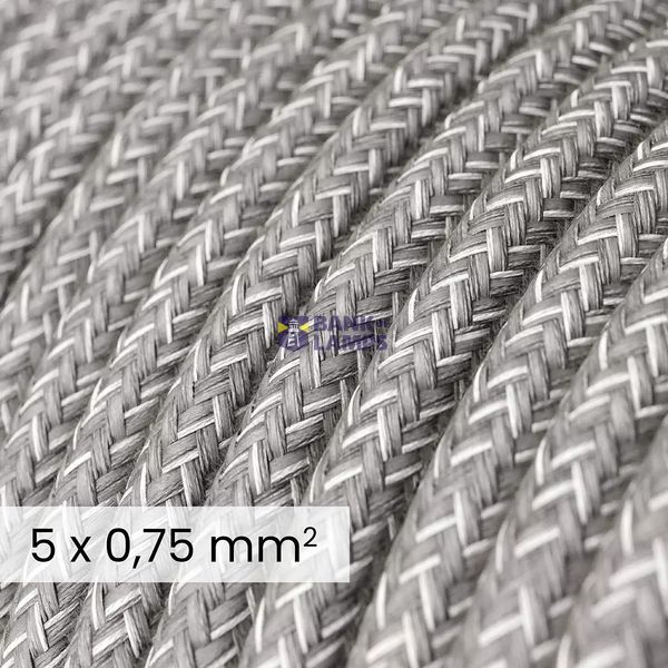 DALI Textile electrical cable 5x0.75 mm² in Grey Mélange Linen - Decorative cable for lighting installations RN02 image 2