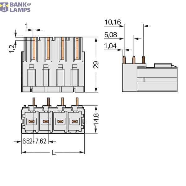 THT male header 1.0 x 1.2 mm solder pin angled light gray image 3