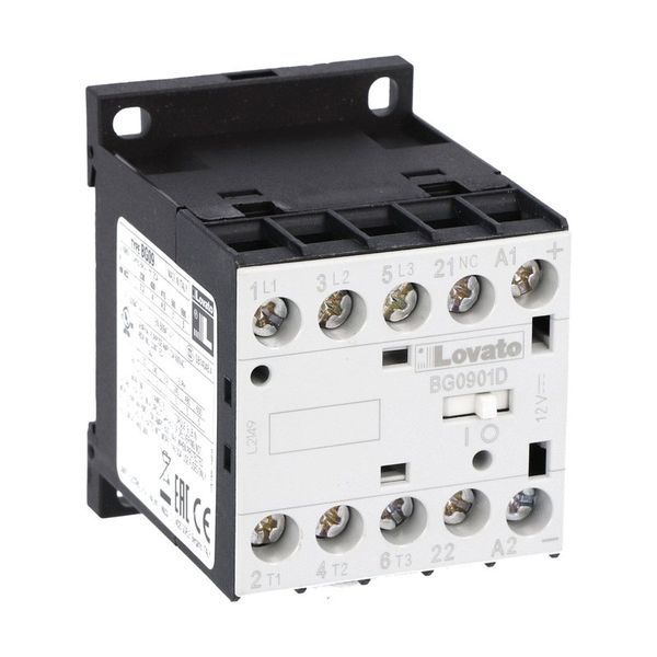 Three-pole contactor, IEC operating current Ie (AC3) = 9A, DC coil, 60VDC, 1NC auxiliary contact image 1