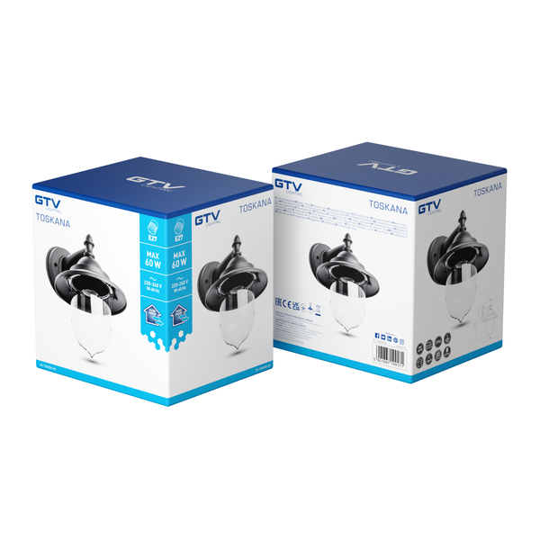 Facade luminaire TOSKANA, E27, max. 60 W, IP54, black image 2