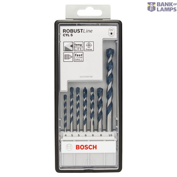 7-piece Robust Line CYL-5 concrete drill bit set 4; 5; 5; 6; 6; 8; 10 mm image 2