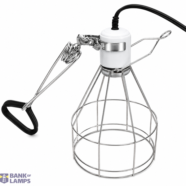 Clamp Heat Lamp Fixture, Steel Cage Wire, Max 150W, 220-240V, IPX2, 140 x 220mm image 1