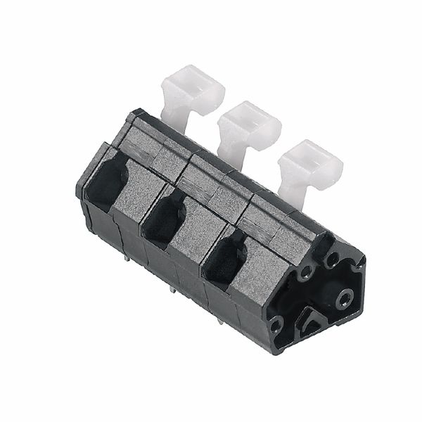 Printed circuit board terminals, 10.00 mm, Number of poles: 2, 135°, Solder pin length (l): 3.5 mm, tinned, black, Tension clamp connection with actuator, Clamping range, max. : 2.5 mm², Box image 1