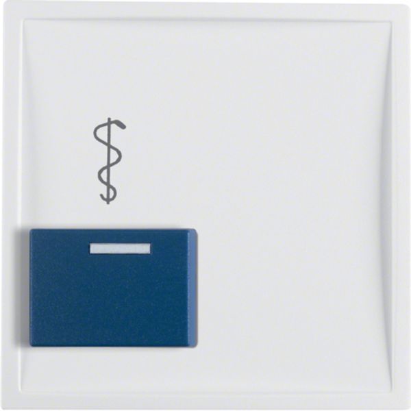Central part for call unit with blue doctor call button, Berker S.1/B.x, white, matt image 1
