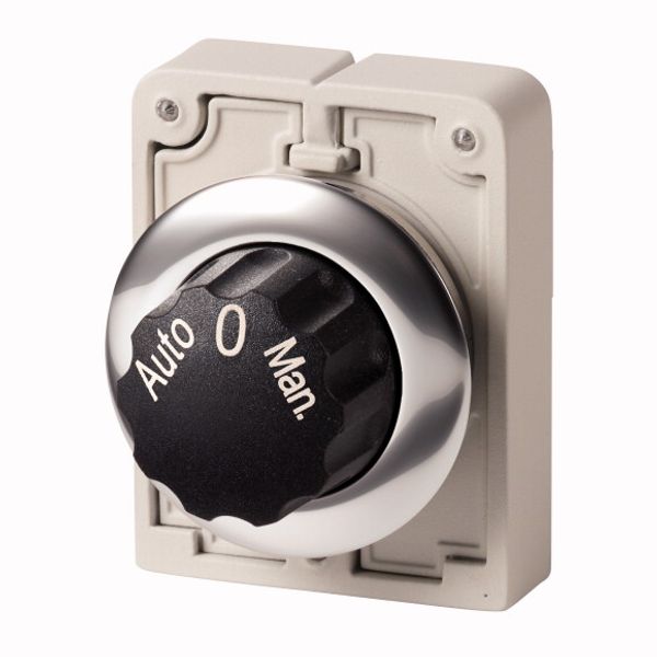 M30C-FWR3-X94 Changeover switch, RMQ-Titan, With rotary head, maintained, 3 positions, inscribed, Metal bezel, Auto 0 Man. image 1
