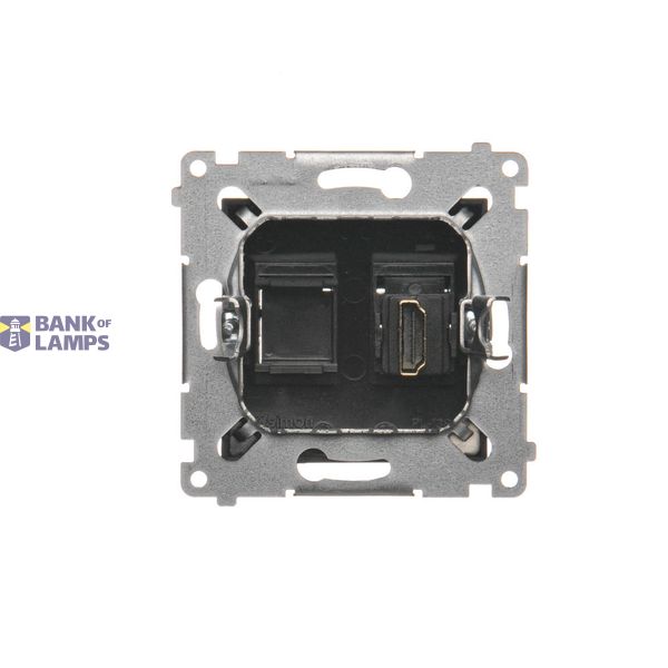 HDMI socket + computer socket RJ45 cat.6, module, white matt image 1