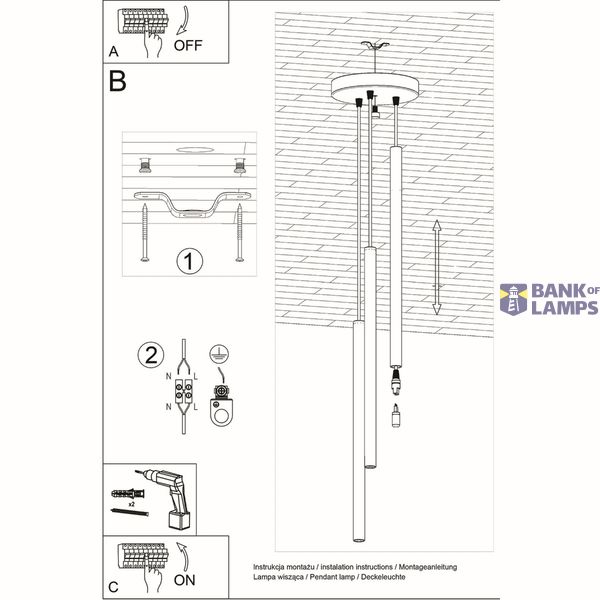 PASTELO 3P BLACK HANGING LAMP G9 3X40W IP20 image 9