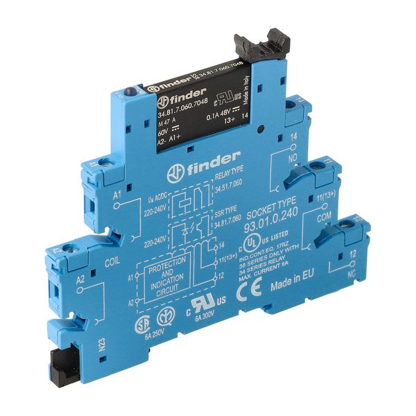 Rel. interface SSR screw 6,2mm.In.240VAC 1NO Out.0,1A/48VDC (38.81.0.240.7048) image 4