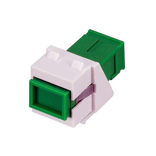 SC Keystone module, SM, OS2 APC (green), pure white (similar to RAL 9010) image 1