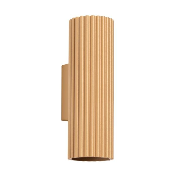 UP-DOWN WALL LAMP GOLD CARBON 20CM FOR BEDROOM WITH CORRUGATED LAMPSHADE 2XGU10 image 1