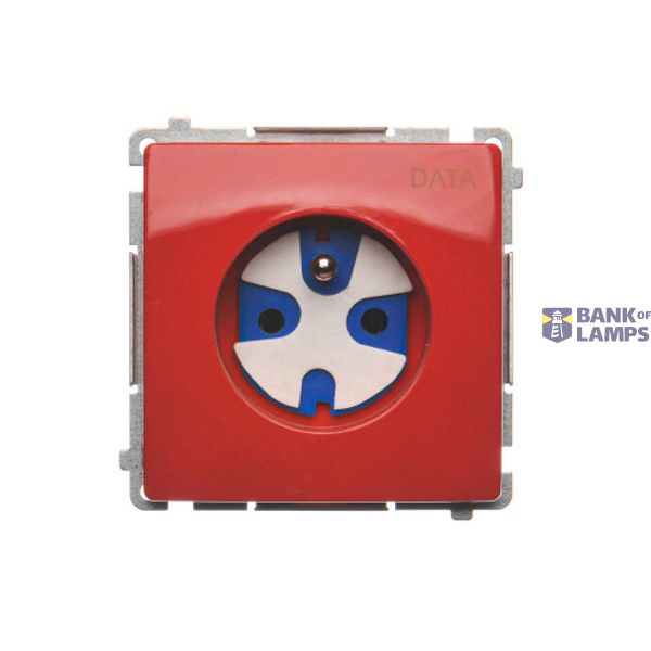 DATA single socket outlet with socket access element, red, 16A image 1