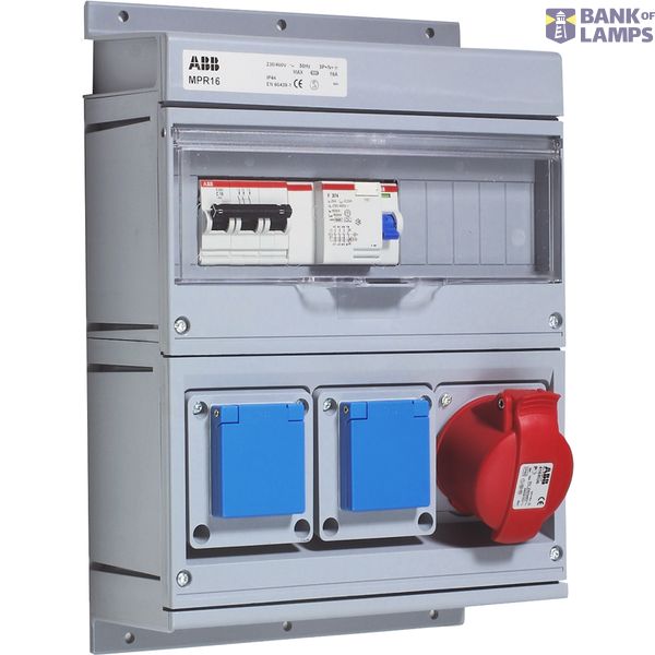 Modular Combi Plastic, 1x3P+N+E 16A, 2x10/16A Schuko(MCB 203-C16, RCD F204 A-25/0,03), 250x360x160, IP44 image 1