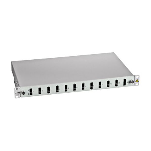 FO Splicebox empty for 12 SC-Duplex couplers, 1U, RAL7035 image 1