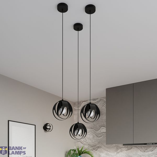 HANGING LAMP TULOS 3P BLACK E27 3X60W IP20 image 6