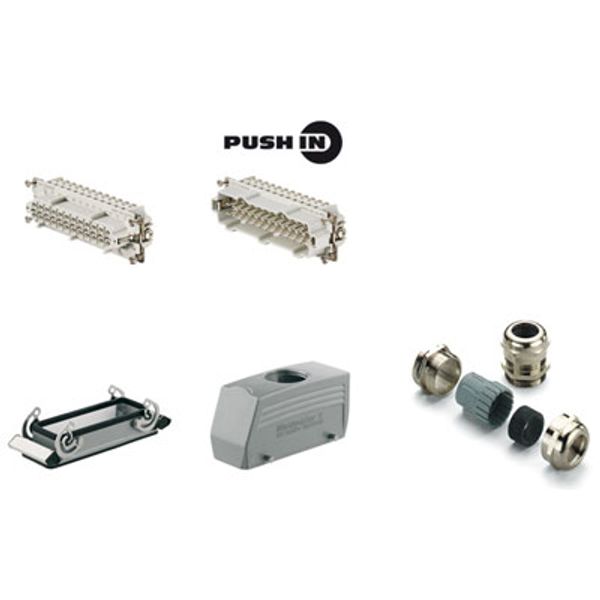 RockStar® HDC kits-Heavy-duty connectors, Kit, HE, Size: 8, Poles: 24, PUSH IN, 500 V, 16 A, diecast aluminium, PG 21 image 1