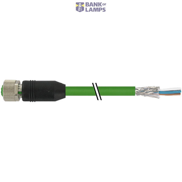 M12 female 0° A-cod. shielded with cable PUR 0.20+0.38 gn  10m image 2