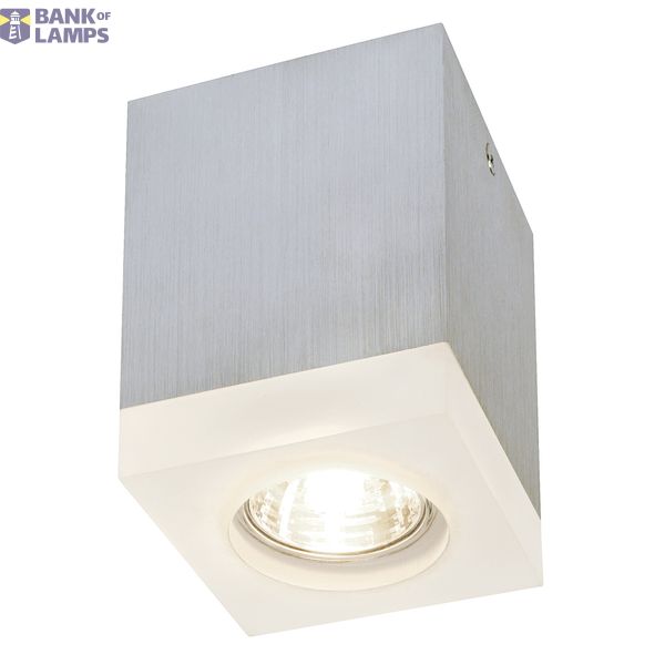 TIGLA SQUARE downlight, alu brushed, GU10, max. 50W, with frosted acrylic image 1