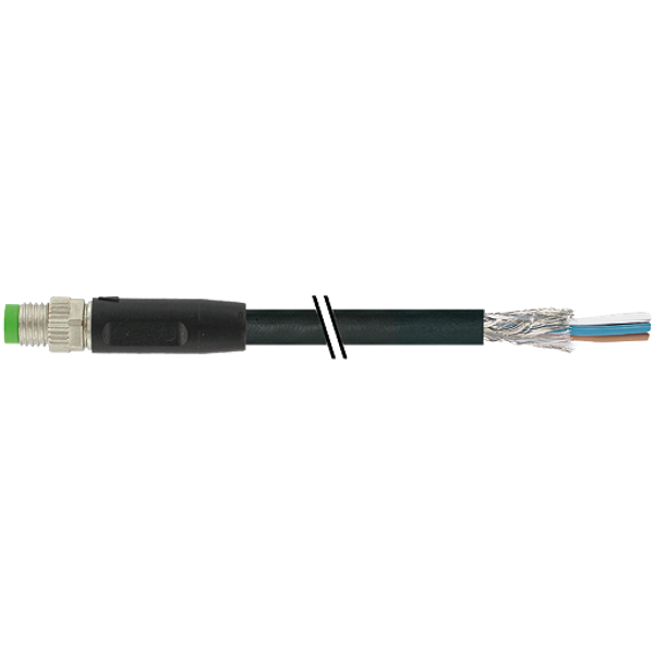 M8 male 0° A-cod. with cable shielded PUR 4x0.34 shielded  bk UL/ 0.6m image 1
