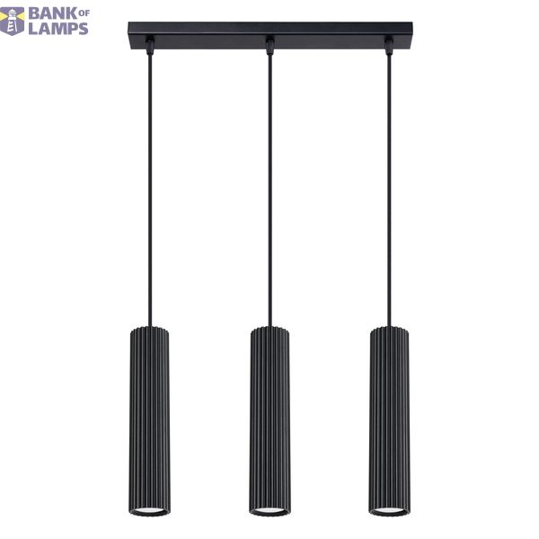 Minimalist KARBON pendant lamp with three pendants and a black ceiling plate 3xGU10 image 2