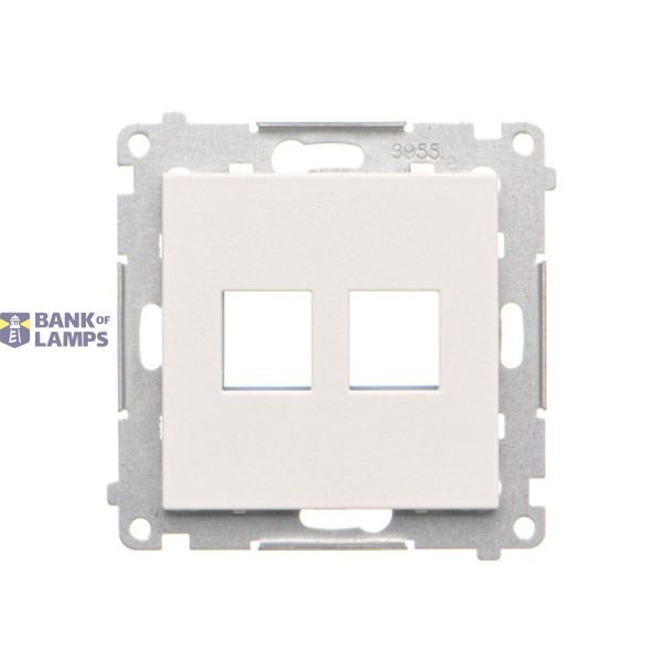 Double Keystone flat IT/telephone socket cover, white matt image 1