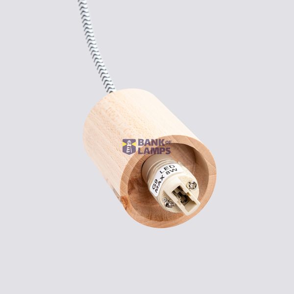 WALL LAMP WITH SWITCH ON CABLE GLASS LAMP SHADE WOODEN ELEMENTS ON G9 image 5