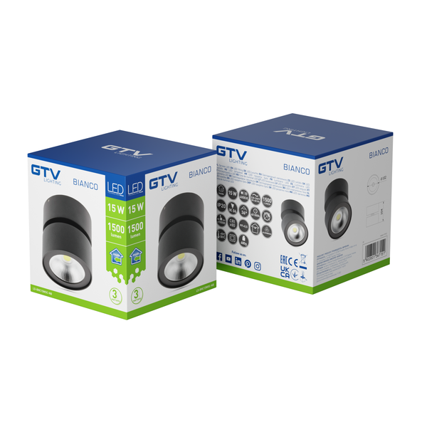 LED luminaire BIANCO, 15 W, 1500 lm, 4000K, IP20, round, black image 2