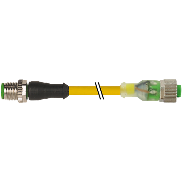 M12 male 0° / M12 female 0° A-cod. LED TPE 4x22AWG ye  5m image 1