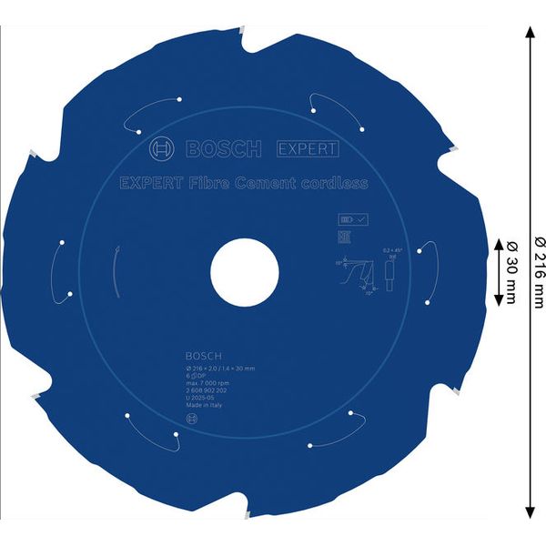 Expert for Fibre Cement Circular Saw Blade for Cordless Saws 216x2/1.4x30 T6 image 3