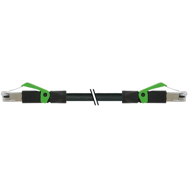 RJ45 male 0° / RJ45 male 0° shielded PUR 1x4xAWG22 bk 3.1m image 1