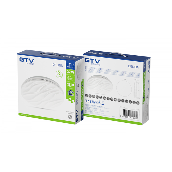 LED luminaire DELION, 32 W, 2560 lm, 4000K, AC180-250V, PF>0.9, IP44, Ø375 mm, white image 2