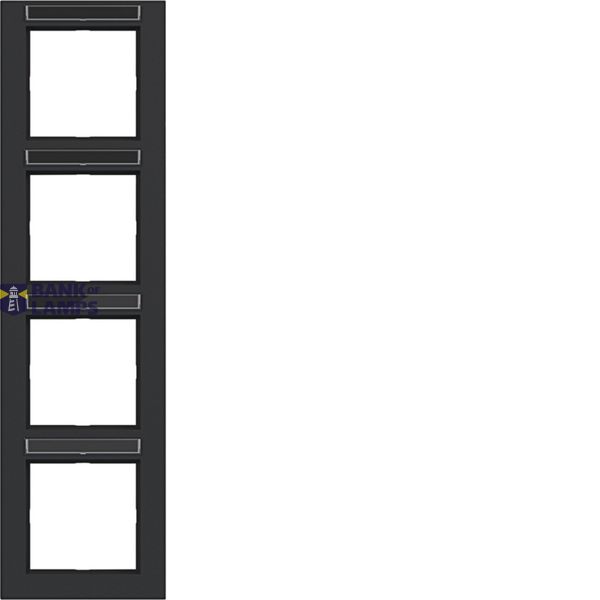 Cover frame 4-way vertical, text field, A.1, matte night black image 1