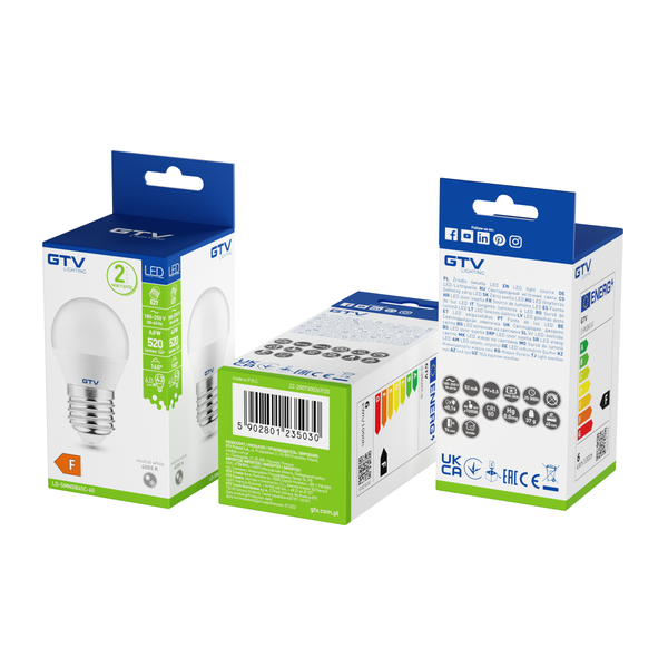 LED Bulb E27, B45, 6 W, 520 lm, 4000K, AC175-250V, 160° image 3