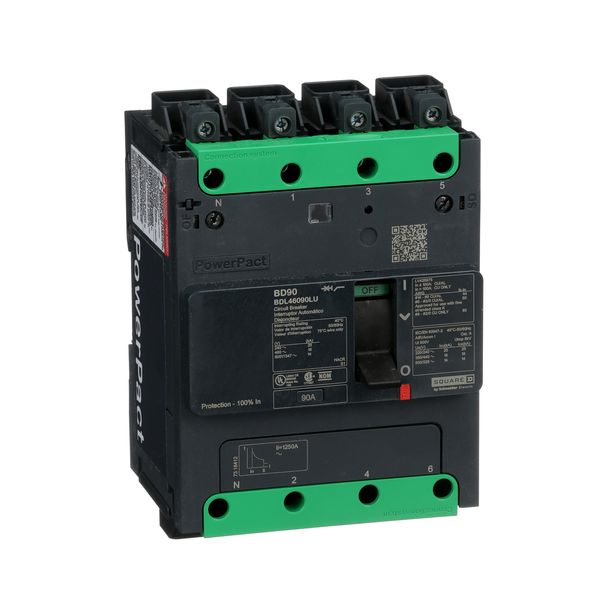 MCCB 600Y/347V 90A 4P 14KA EVERLINK image 1