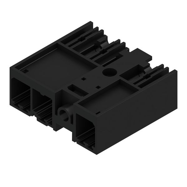 PCB plug-in connector, male header, closed side, Middle screw flange, THT solder connection, 7.62 mm, Number of poles: 3, 270°, Solder pin length (l): 3.5 mm, tinned, black, Box image 2
