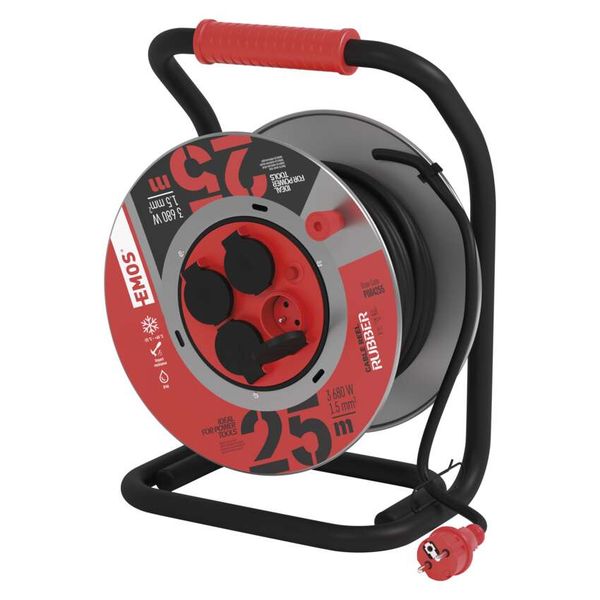 Metal cable reel, rubber-rubber, 4s, 25m, 1.5mm2 image 1