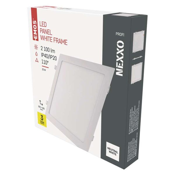 LED recessed luminaire NEXXO, square, white, 25W, neutral white image 1