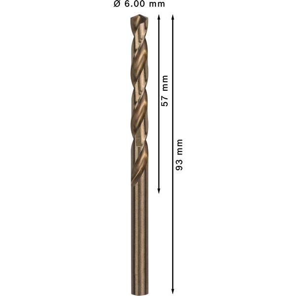 Metal drill bits HSS-Co, DIN 338 6 x 57 x 93 mm 10 pcs. image 2