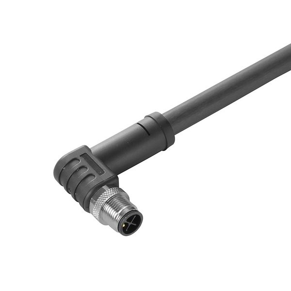 Power cable, One end without connector, M12, Number of poles : 4 (3 + PE), 5 m, pin, 90&deg;, Shielded: No, LED: No, Sheath material: PUR, Halogen: No image 1