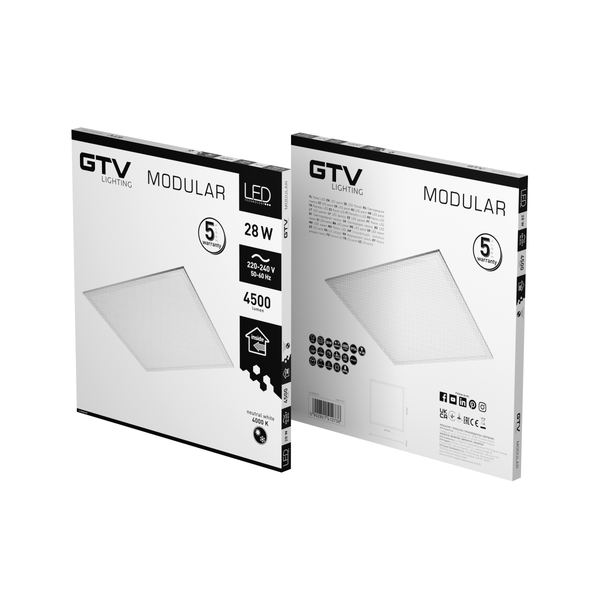 LED panel MODULAR, 60x60cm, 4000K, 28 W, 4500 lm, AC220-240V, PF>0.9, IP20 image 1