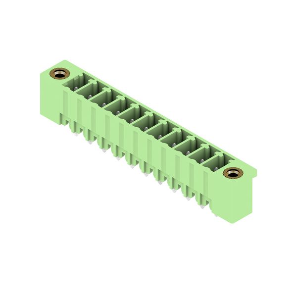 PCB plug-in connector, male header, Flange, THT solder connection, 3.81 mm, Number of poles: 11, 180°, Solder pin length (l): 3.2 mm, tinned, Pale green, Box image 2