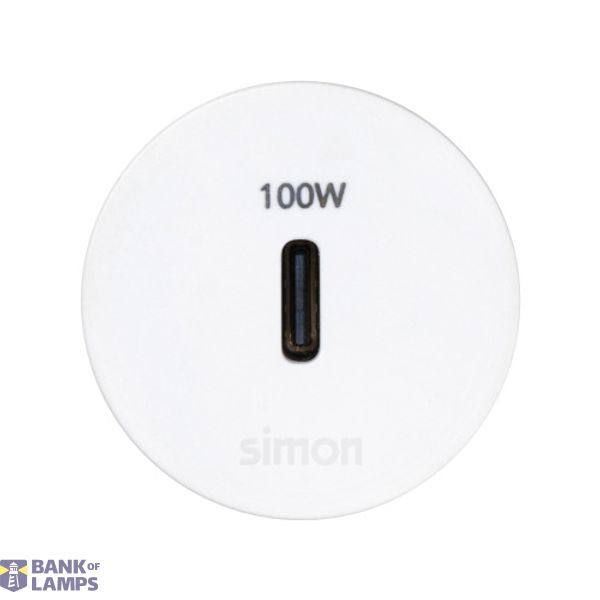 Furniture charger USB-C 100W single, Simon 400 Flash 30, IP20, white, Mount. dimen.: Ø17mm image 1