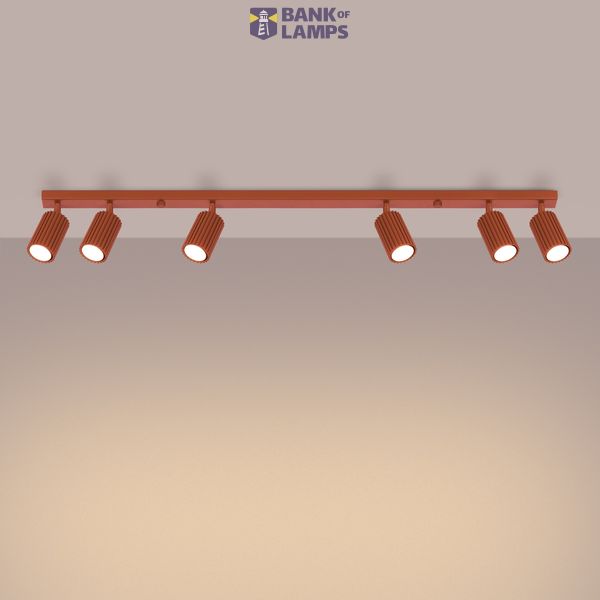 REFLECTORS ON A LONGITUDINAL CEILING STRIP IN RED COLOUR 6XGU10 CARBON image 11