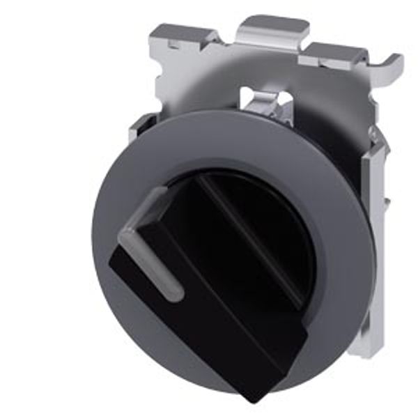 Toggle switch illuminable, 30 mm, round, metal, matt, black, knob short image 1