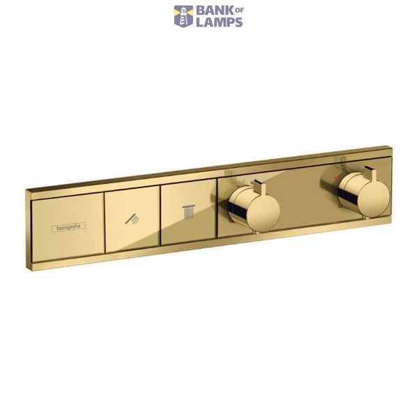 RainSelect shower thermostat, 2 functions, polished gold image 1