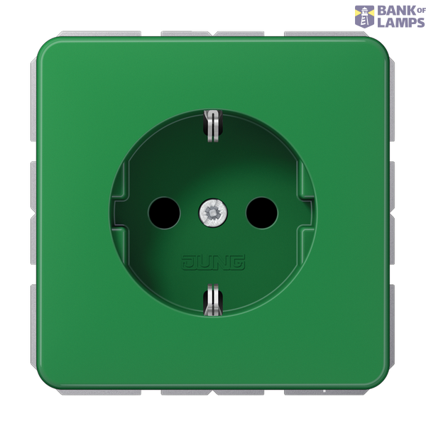 SCHUKO socket, 16 A 250 V ~, thermoplastic, CD series, green (for SV) image 1
