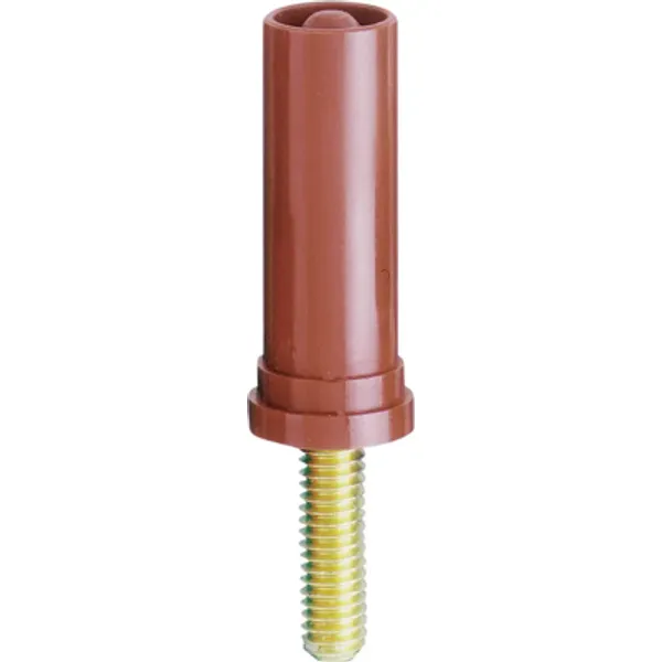 4 mm panel plug, threaded bolt, mounting Ø 9.8 mm, CAT II, brown, 24.0117-27 image 1